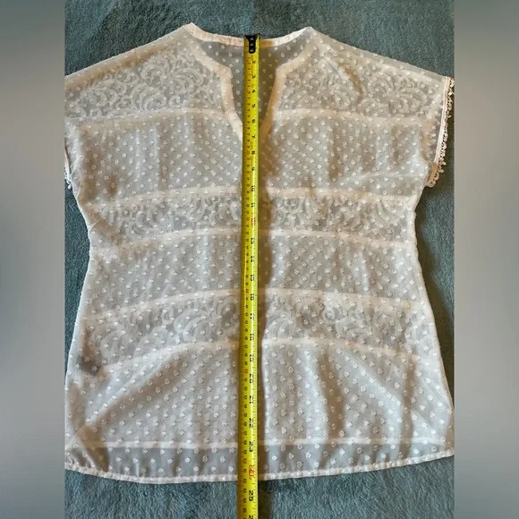 The Limited White Swiss Dot Lace Top Cap Sleeve Size S Small EUC - Picture 7 of 8